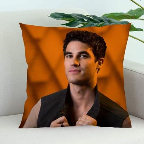 Darren Criss Pillow Cover Bedroom Home Office Decorative Pillowcase Square Zipper Pillow Cases Satin Soft