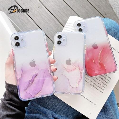 Gradient Marble Texture Phone Case Glitter Cover Transparent for Iphone 11 11pro Max XR XS Max X 7 8 Plus for Iphone 12 SE 2020