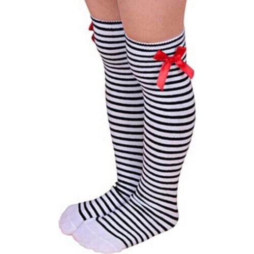 Baby Girls Tights Kids Bow Tights For Girls Baby Elastic Stripes Stitching Pantyhose Cotton Children Stocking 1-8 years old