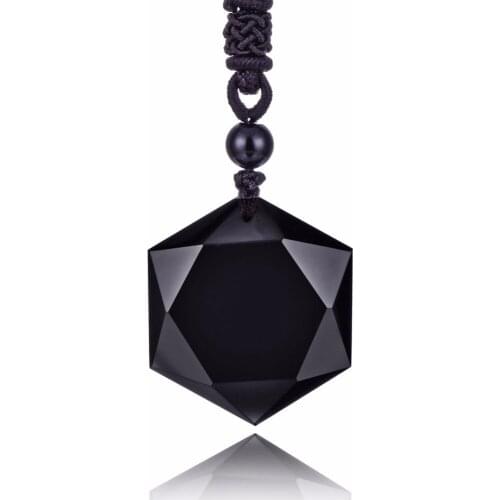 Druzy Unique Item Natural Obsidian Star Of David Pendant Pendulum Necklace Hexagram Star Healing Reiki Spiritual Energy