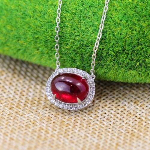 Character Silver Product S925 Pure Silver Jewelry Wholesale Fashion Lady Delicate Beautiful Ruby Necklace