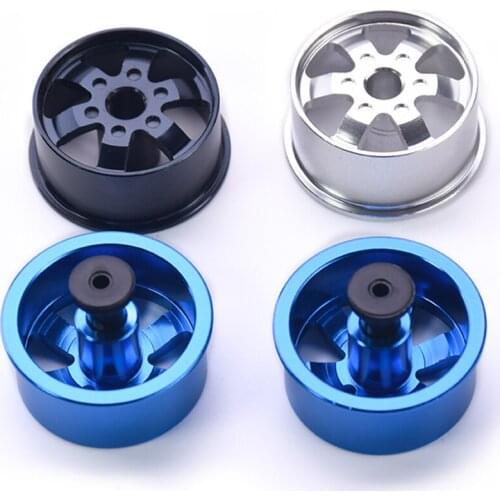 4Pcs Toy 4WD Aluminum Alloy Wheel Large Diameter Wheel Hubs/Tires Metal Wheels Spare Parts For Tamiya Mini 4WD Racing Car Model