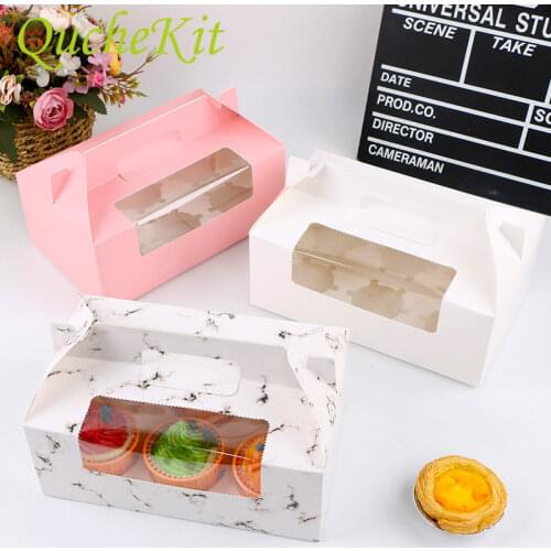 2/4/6 Cavity Portable Clear Windowed Cupcake Holder Box with Removable Tray Muffin Cake Dessert Container Gifts Packaging Boxes
