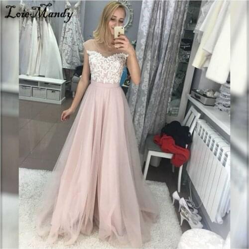 Applique Lace Black Girl Prom Dresses 2021 Sheer Scoop Neck A-line Formal Evening Gala Dress Plus Size robe de princesse femme