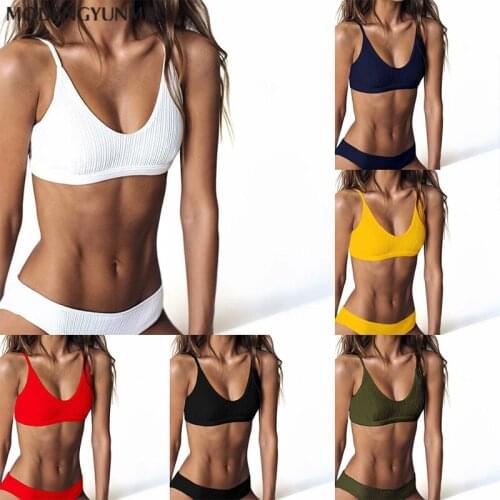 Hot Sale Summer Women Solid Bikini Set New Push-up Unpadded Bra Swimsuit Swimwear Triangle Bather Suit Swimming Suit Biquini