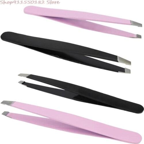 Hot Stainless Steel Eyebrow Tweezers Slant Tip Women Hair Removal Beauty Eyebrow Clip Makeup Tool