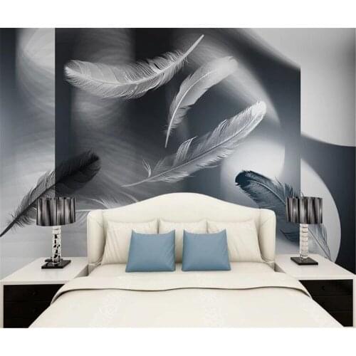 Milofi custom 3d large mural wallpaper modern minimalist abstract geometric gray feather photo background wall decorative painti