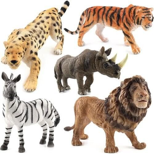 Animal model toy one piece Hand model toy Lion tiger Wild Animals Model Family Model Set forest animal ornaments doll Toys