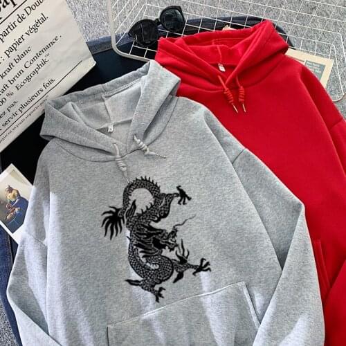 Couple Hoodies Dragon Jacket Goth Clothes Women Punk Gothic Vintage Sweatshirt Men Plus Size Black Warm Winter Spring Coats Lady