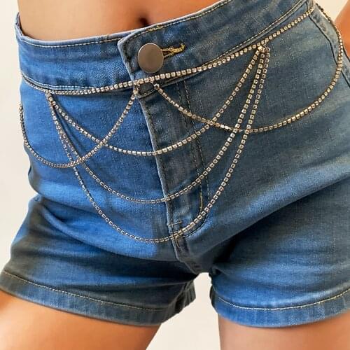 New Shining Woman U-shape Belly Chains Rhinestone Waist Simplicity Trendy Body Chain Jewellery Short Skirt Fashion Beach