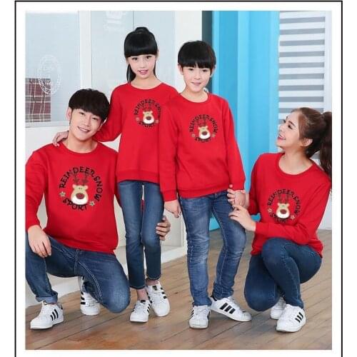 New Christmas Parent- Child Outfits Autumn And Winter of The Hooded Sweater Fawn Multi-Color Optional Clothing