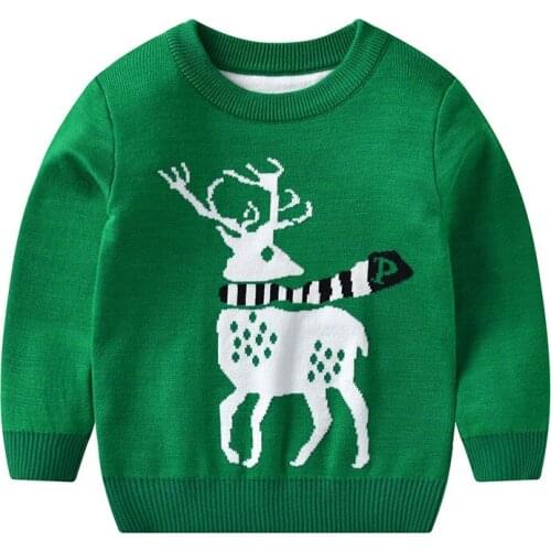 Autumn Winter Kids Cartoon Christmas deer Sweater Coat Children Clothing Baby Cotton thick wool top Boys Girls Pullover