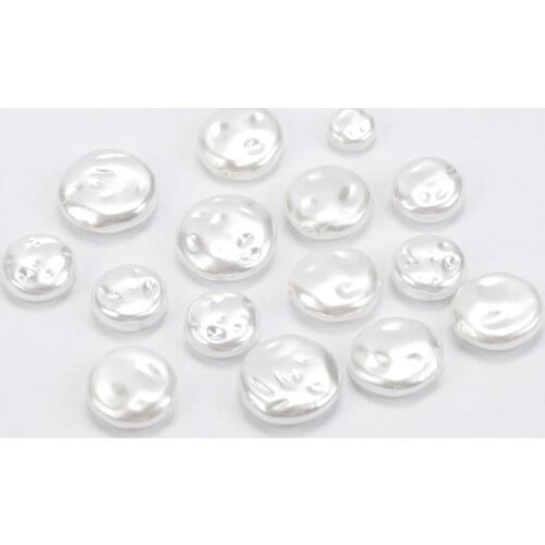 20pcs Flat Round Beads Imitation Baroque Pearl For Handmade Necklace Pendant Bracelet Earrings Charm DIY Jewelry Making Material