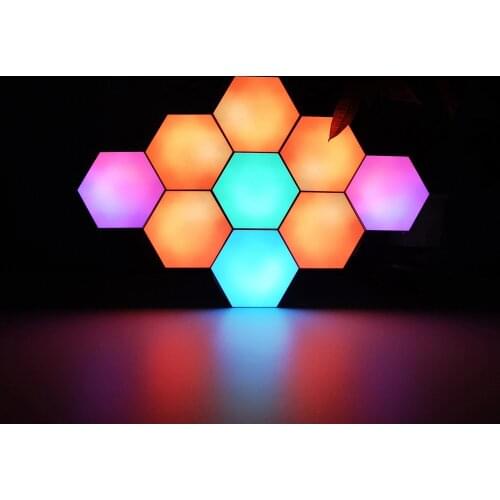 Free Shipping Hexagon LED DIY Lamp Wall Decoration t Light APP Controlled Honeycomb Lights Quantum Lamps for Home Decoration
