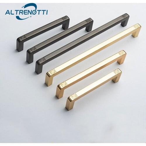 Cabinet Furniture Handle Gold Gray Zinc Alloy Simple Modern Wardrobe Drawer Door Pull Kitchen Cupboard Closet Room Knob Hardware