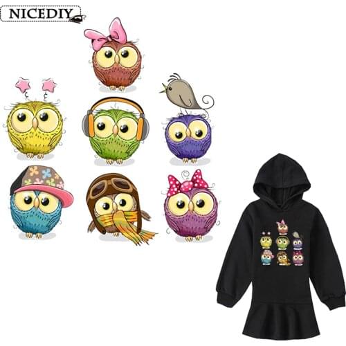 DIY Lovely Owl Patch Heat Transfer Iron On Patches On Clothes Stickers Print By Household Irons Applique Washable Badge DIY