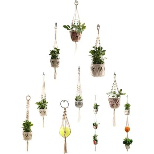 Macrame Plant Hangers Different Designs - Handmade Indoor Wall Hanging Planter Plant Holder Basket