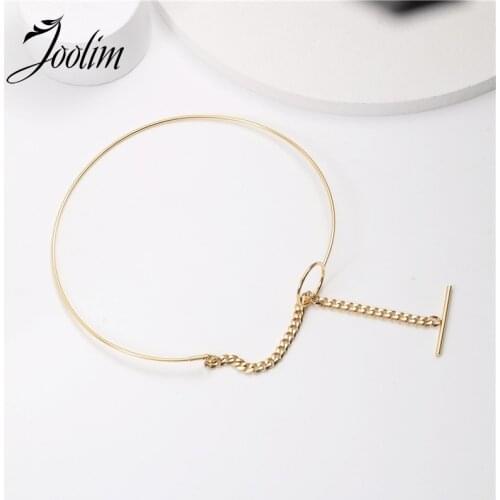 Joolim Jewelry PVD Gold Finish Symple Entry Lux Choker Necklace Stylish Stainless Steel Necklace