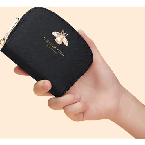 Williampolo Womens leather Card bag zipper small card holder fashion multi-function Coin Purse Mini Card Cover #218141