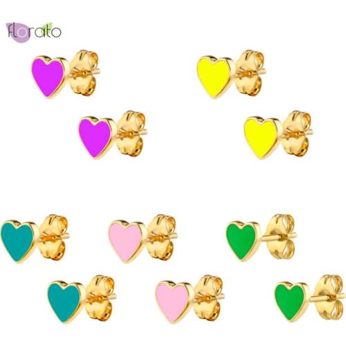 925 Sterling Silver Ear Needle Heart shaped Rainbow Hoop Earrings Minimalist CZ Fashion Luxury Jewelry for Women Birthday Gifts