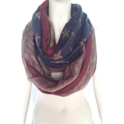 Vintage American Flag Print Infinity Loop Scarf Womens Accessories Gift for Her, Free Shipping