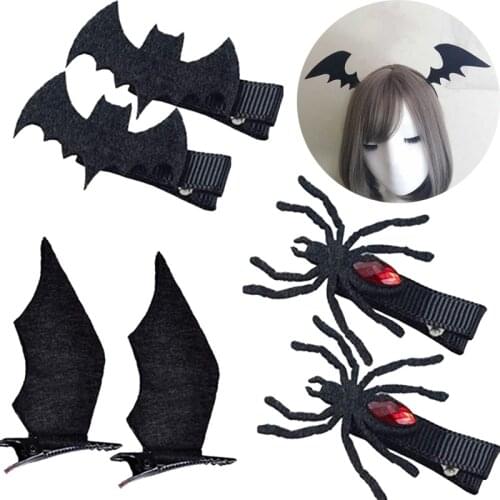 1Pair Cool Devil Wings Bat Hair Clips Wings Bat Hairpins Dress-up Costume Halloween Cosplay Party Hair Accessories