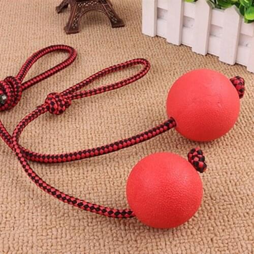 1Pcs Dog Toy Ball Pet Soild Rubber Rope Ball Animal Training Chewing Toy Pet Indoor Outdoor Fetch Toy Ball Multiple Size