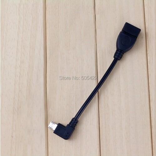 100pcs/lot Left Angle Micro USB B Male to USB 2.0 A Female OTG Adapter Converter Cable Cord