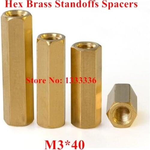 100pcs/lot M3*40 Hexagonal Brass standoffs spacer Hex Long nut M3 Female Thread Spacing Screws PCB Board Pillar