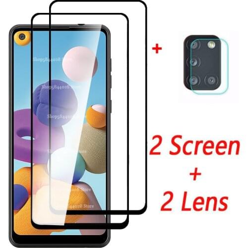 4-in-1 camera Glass For samsung a21 Glass screen protector For samsung galaxy a21 a 21 SM-A215 6.5" 2020 protective phone Film