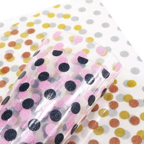 David accessories 20*33cm or 30*140cm Dots Glitter Transparent Clear Faux Synthetic Leather,DIY Decorative HairBow Bags,1Yc3953