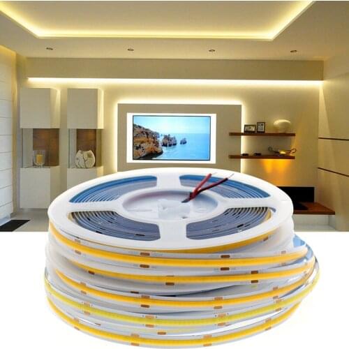 Free Shipping Density and No Spot COB LED Strip DC12V/24V High Quality Flexible COB LED Strip Light for Decoration