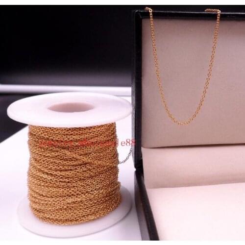 On sale 10meter of Lot tiny 1.5mm Gold Color Fashion Smooth Oval Chain Stainless Steel Jewelry Finding / Marking Chain DIY