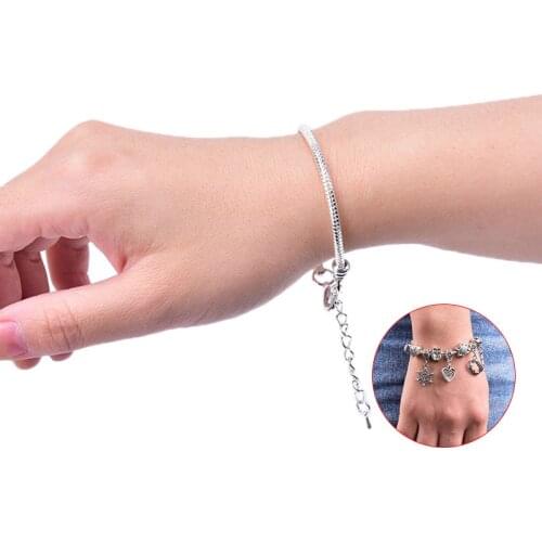 Silver Color 16-20cm Love Snake Chain Fit Original Pandora Chain Bracelet Charm DIY Bead Bangles Jewelry Making Pulseras Lobster