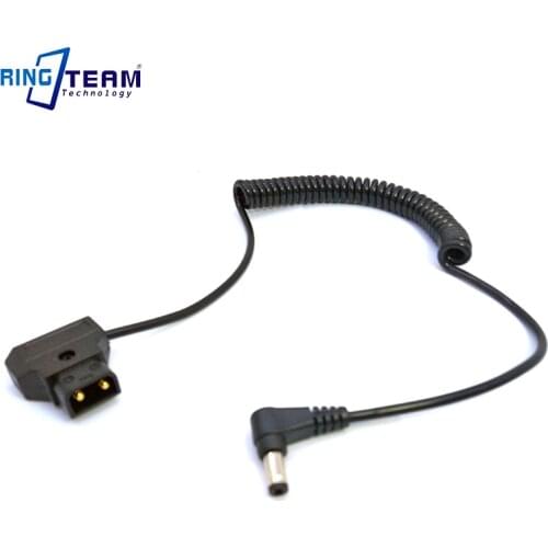 In - Out + Male PTap DTap Power D-Tap to 5.5*2.5mm DC Right Angle Plug Coiled Stretch Cable For Sony Light Lamps