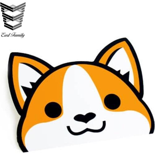 EARLFAMILY 12cm x 10cm Peeking Corgi Vinyl Decal Sticker Laptop Stickers Cute Pet Dog Decals Waterproof Car Stickers