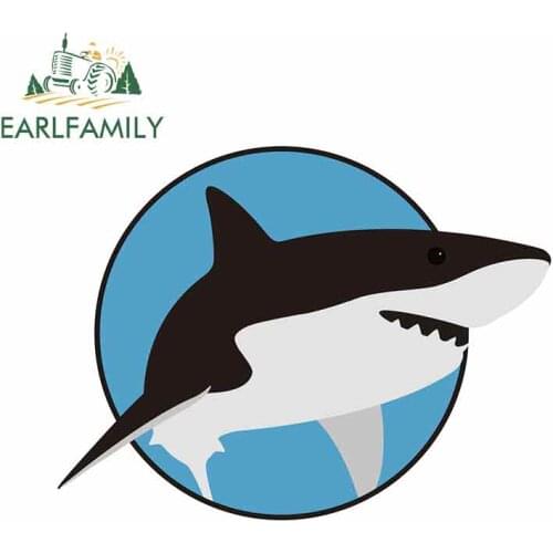 EARLFAMILY 13cm x 9.7cm Cartoon Shark Oem Anime Car Stickers Helmet Motorcycle Sunscreen Vinyl JDM Bumper Trunk Truck Graphics