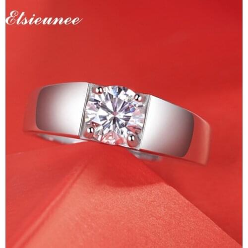 ELSIEUNEE 100% 925 Sterling Silver Moissanite Ring Wedding Engagement Diamond Jewelry Couple Rings For Women Men Wholesale Gifts