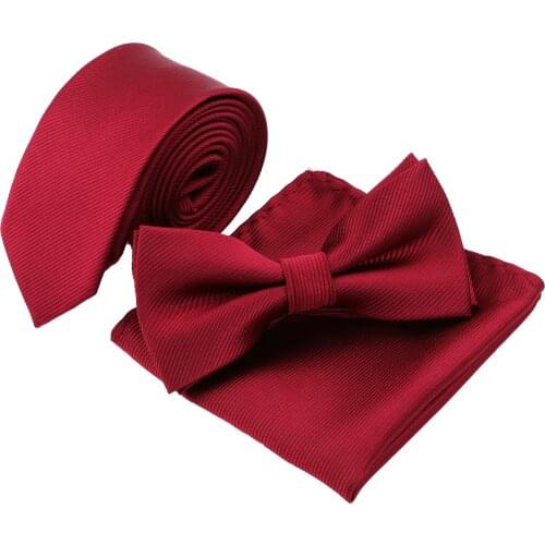 Hot Fashion Solid Neck Tie Set Mens Designer Skinny Striped Necktie Bowtie Handkerchief Suit Ties Cravat Butterfly Corbatas