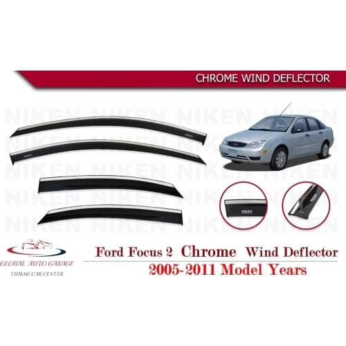For FORD FOCUS 2 Hatchback Sedan Chrome Rain Wind Deflector 2005 2006 2007 2008 2009 2010 2011 2012 Sunshade Curtains Car Auto