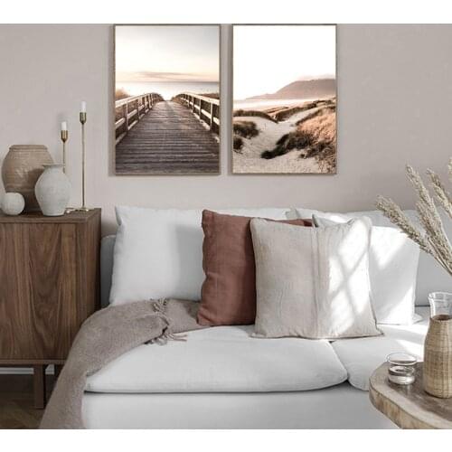 Home Decoration Painting Nordic Modern Landscape Poster Printing Canvas Painting Caoqiao Beach Sunset Wall Art Poster Picture