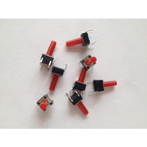 Keys 6*6*13MM 6*6*13 High Tact Switch Vertical (red handle) brass feet Buttons 6X6X13MM