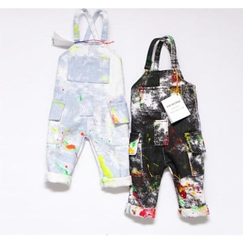 EWWORKS EW002 1/6th Male Overalls Jeans Dyeing Splashing Ink Pants For 12'' Male Action Figure Body Dolls