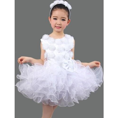 Cute Lovely Kids Clothes Flowers Tulle Childrens Dresses Summer Cupcake Dancer Costume for Girls Toddler Ball Gown