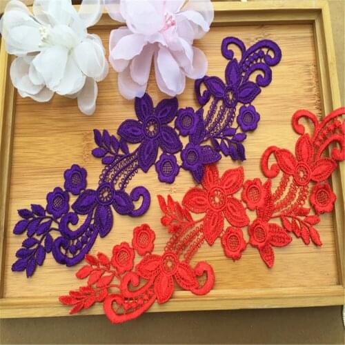 Maxsin 1 Pair High Quality Colorful Water-Soluble Lace Embroidery Flower Wedding Dress Accessories Clothes Patch DIY