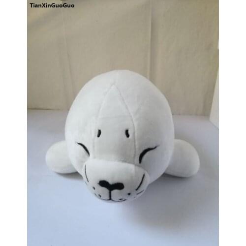 Lovely prone white seal plush toy about 38cm very soft doll zipper closure ,washable toy ,birthday gift b2892