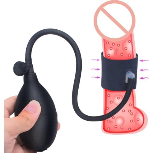 Inflatable Ring Penis Squeeze Male Masturbation Sex Toy Extender Sleeve For Penis Massager Cock Ring Penis Exerciser Adult Men