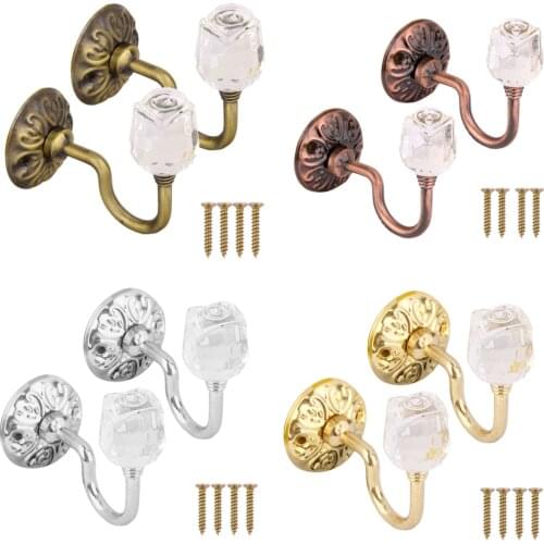 2x Crystal Rose Curtain Tiebacks Door Wall Tassel Hooks Holder Hanger Curtain Accessories Home Room Decoration