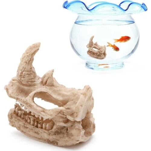 Aquarium Resin Rhino Skull Fish Decor Tank Ornament Decoration Landscaping New 62KC