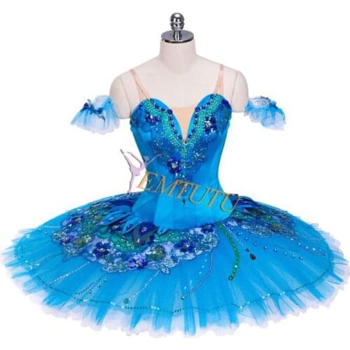 Blue Bird Professional Ballet Tutu Women Blue Satin Bodice Ballet Stage Costume Adult Child Performance Competition Ballet Tutus